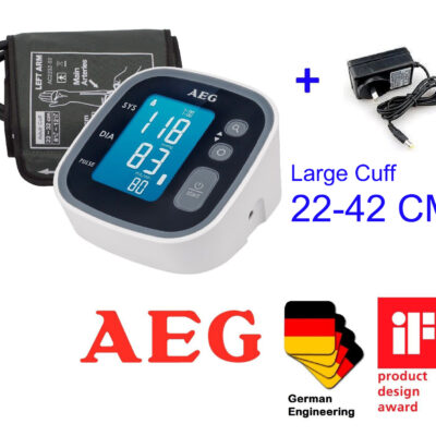 GermanAEG Digital Electronic Backlit Blood Pressure Monitor Upper Arm with 22-42CM Large Cuff + Adapter