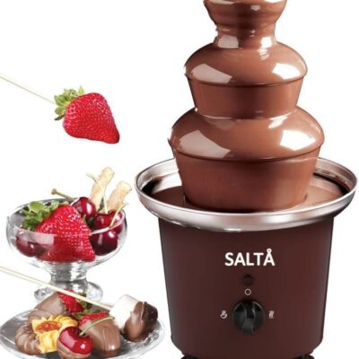 SALTA Large 3-Tier Stainless Steel Chocolate Fondue Fountain with 0.9L Capacity